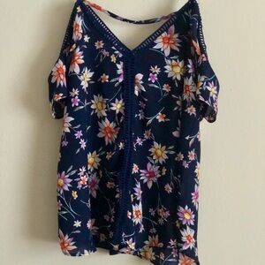 Floral cold shoulder top